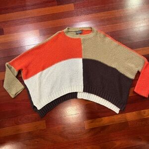Wooden Ships Multicolor Block Sweater - Red, Cream, Brown, Tan